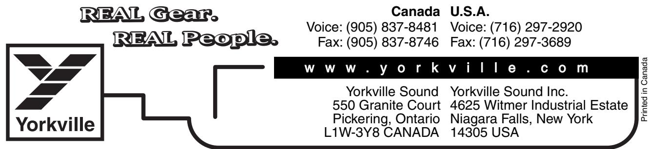 YORKVILLE NX550P - Limites de CHARGE de travail - 1