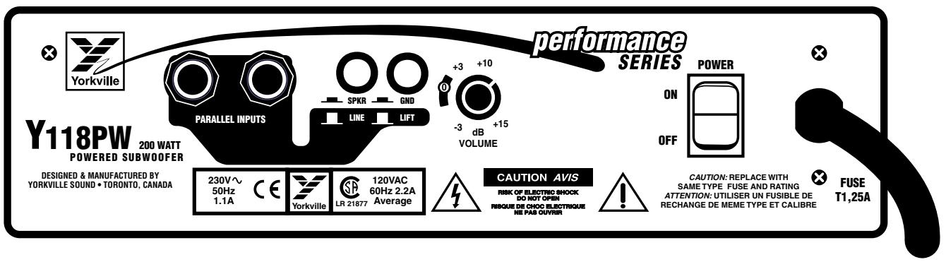 YORKVILLE Y118PW - Cordon d'alimentation: - 1
