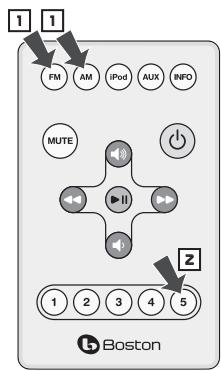 BOSTON ACOUSTICS HORIZON DUO - Selecting a Preset Station - 2