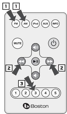 BOSTON ACOUSTICS HORIZON DUO - Mise en mémoire d'une station préréglée - 2