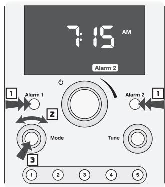 BOSTON ACOUSTICS HORIZON DUO-I - Setting the Alarm Time - 1