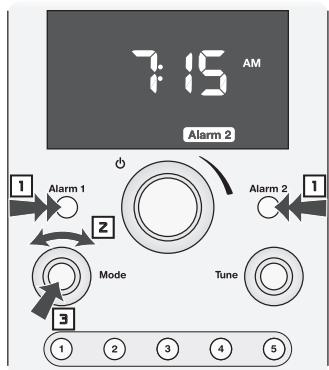 BOSTON ACOUSTICS HORIZON DUO-I PLUS - Setting the Alarm Time - 1