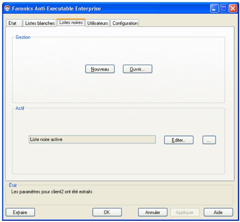 FARONICS ANTI-EXECUTABLE ENTERPRISE - Onglet Liste noire - 1