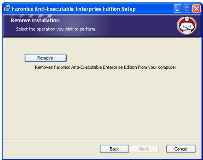 FARONICS ANTI-EXECUTABLE ENTERPRISE - Déinstallation sur un poste de travail avec l'assistant de déinstallation - 3