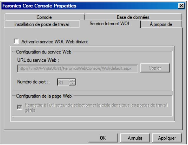 FARONICS CORE - Onglet Service Web WOL - 2