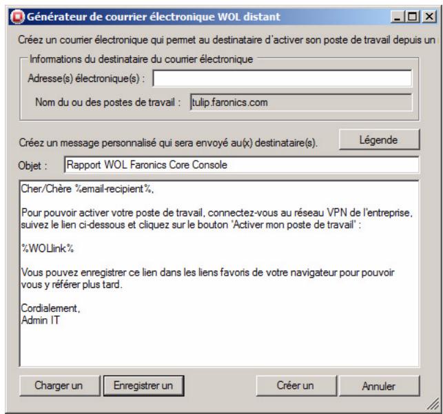 FARONICS CORE - Envoi d'un message via le Générateur de messages WOL à distance - 1