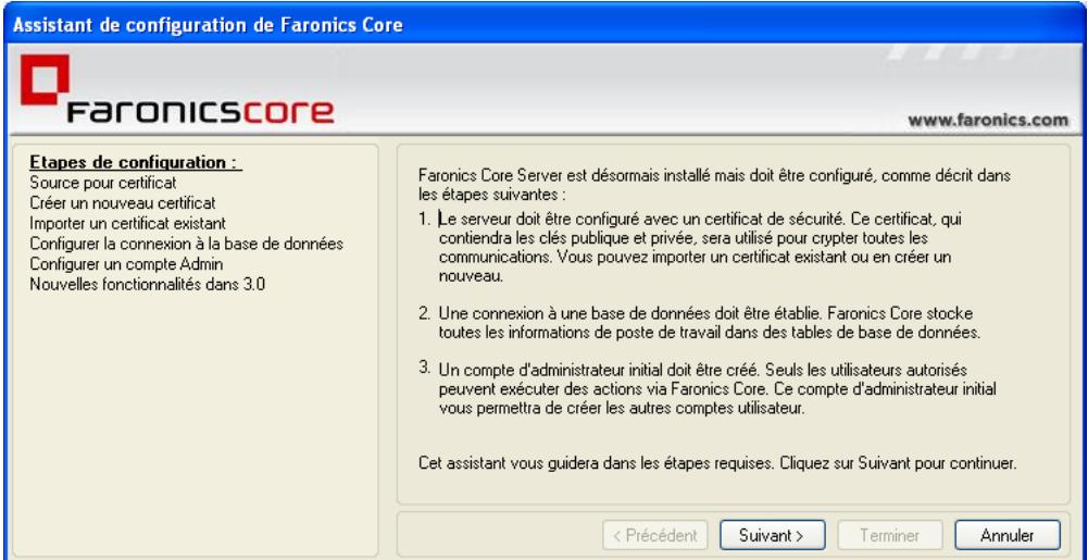 FARONICS CORE - Étapes de configuration de l'assistant de configuration - 1