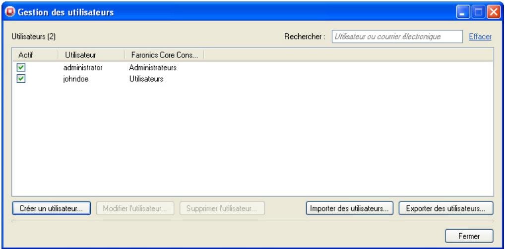 FARONICS CORE - Activer ou désactiver un'utilisateur - 1