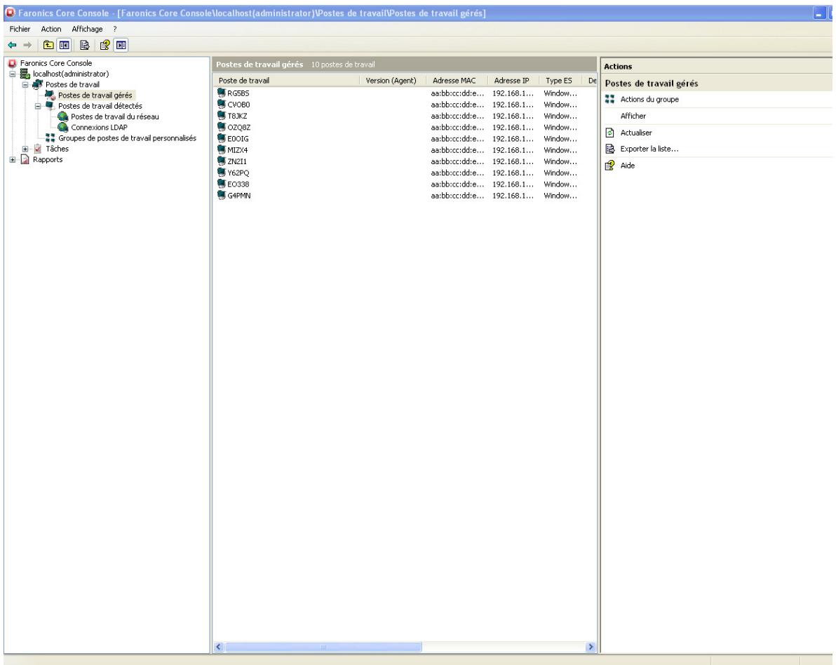 FARONICS CORE - Affichage des postes de travail dans Core Console - 1
