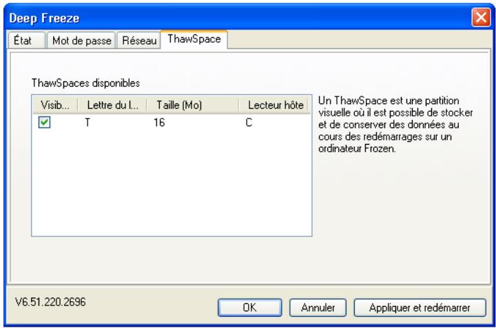 FARONICS DEEP FREEZE ENTERPRISE - Onglet Espace degele - 1