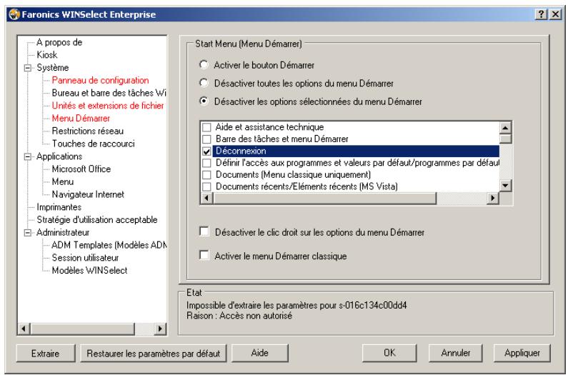 FARONICS WINSELECT ENTERPRISE - Menu Demarrer - 1