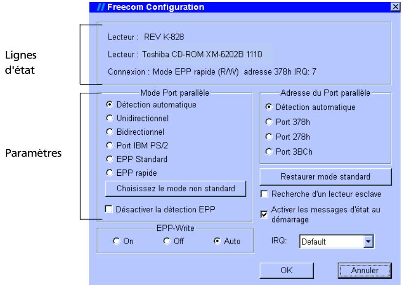 FREECOM CABLE II PARALLEL - Messages de statut: - 1