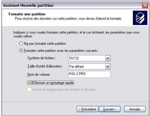 FREECOM FHD-3 - Créer une partition sur le FHD-3, sous windows XP / 2000 - 6