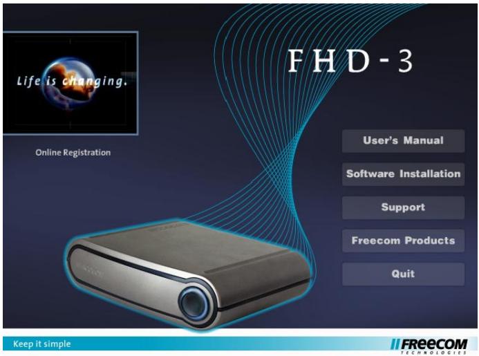 FREECOM FHD-3 - Installation du logiciel freecom personal media suite - 1