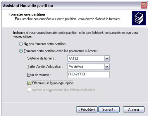 FREECOM MEDIAPLAYER 3 - Créer une partition sur le MediaPlayer-3, sous Windows XP / 2000 - 5
