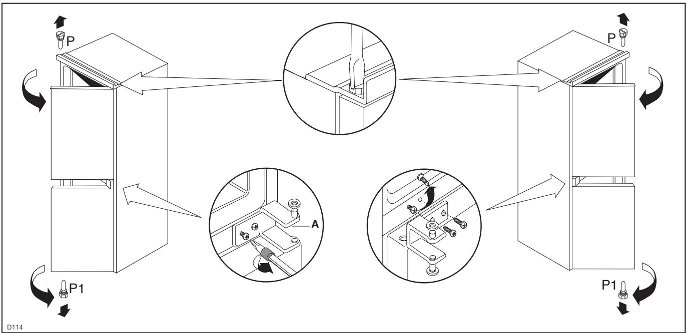 REX FI22/10EH - Instructions pour l'encastrement Réversibilité des portes - 1