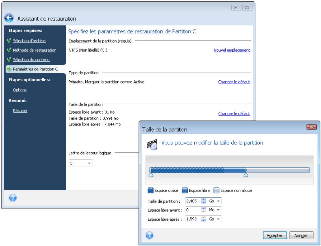 ACRONIS TRUE IMAGE HOME 2009 - Changer la taille et l'emplacement d'une partition restaurée - 1