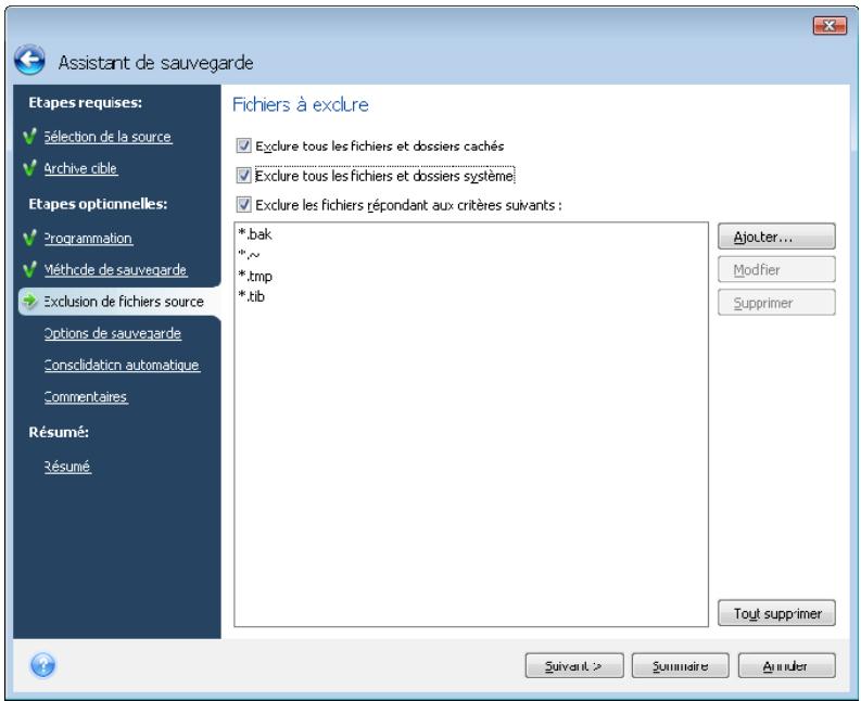 ACRONIS TRUE IMAGE HOME 2009 - Exclusion de fichiers sources - 1