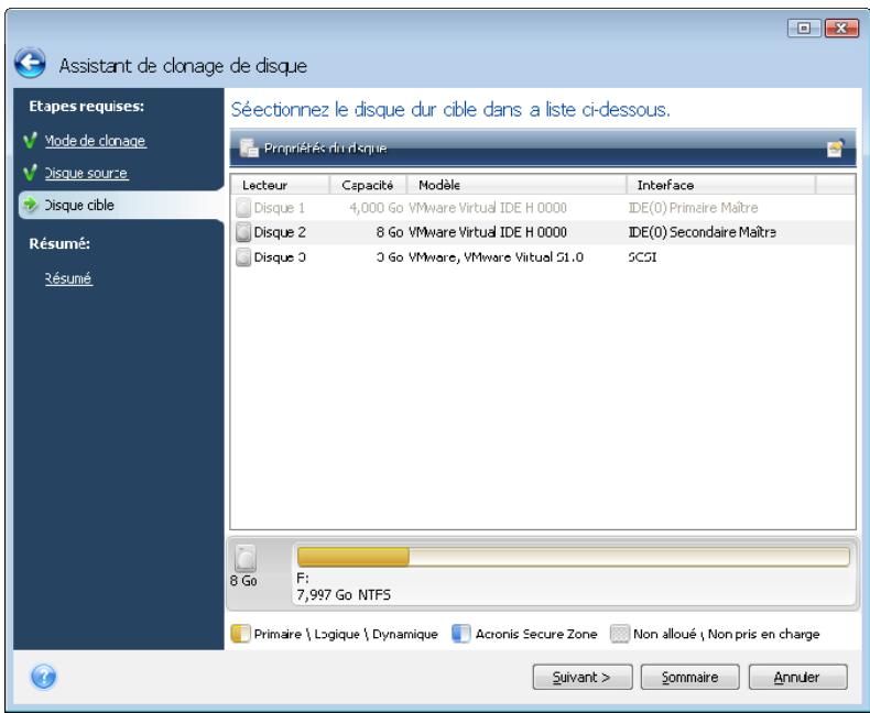ACRONIS TRUE IMAGE HOME 2009 - Sélection du disque de destination - 1