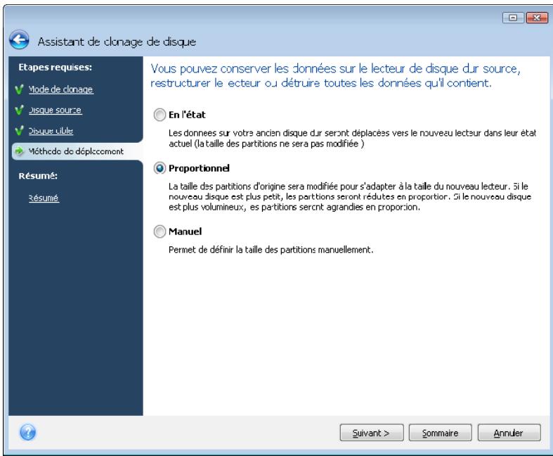 ACRONIS TRUE IMAGE HOME 2009 - Sélectionner la méthode de transfert des partitions - 1