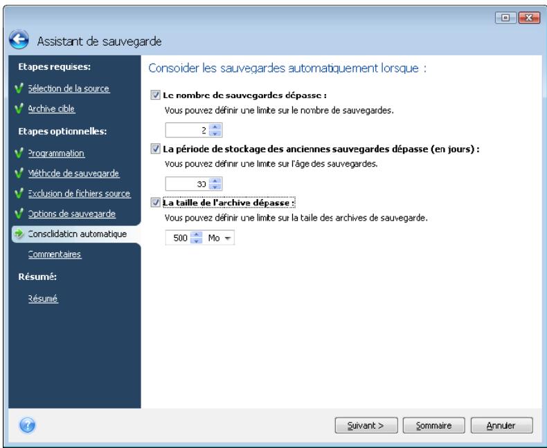 ACRONIS TRUE IMAGE HOME 2009 - Paramétrer la consolidation automatique - 1