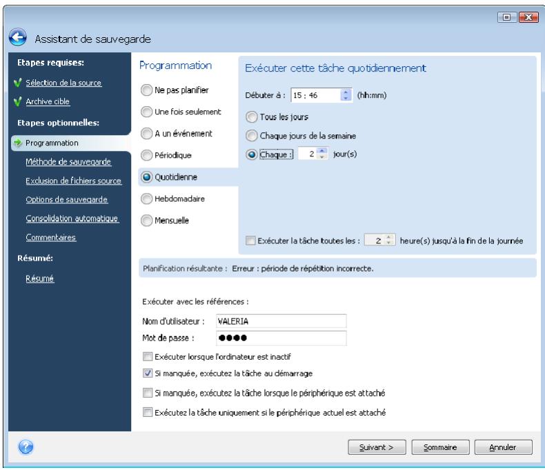 ACRONIS TRUE IMAGE HOME 2009 - Configurer une exécution quotidienne - 1