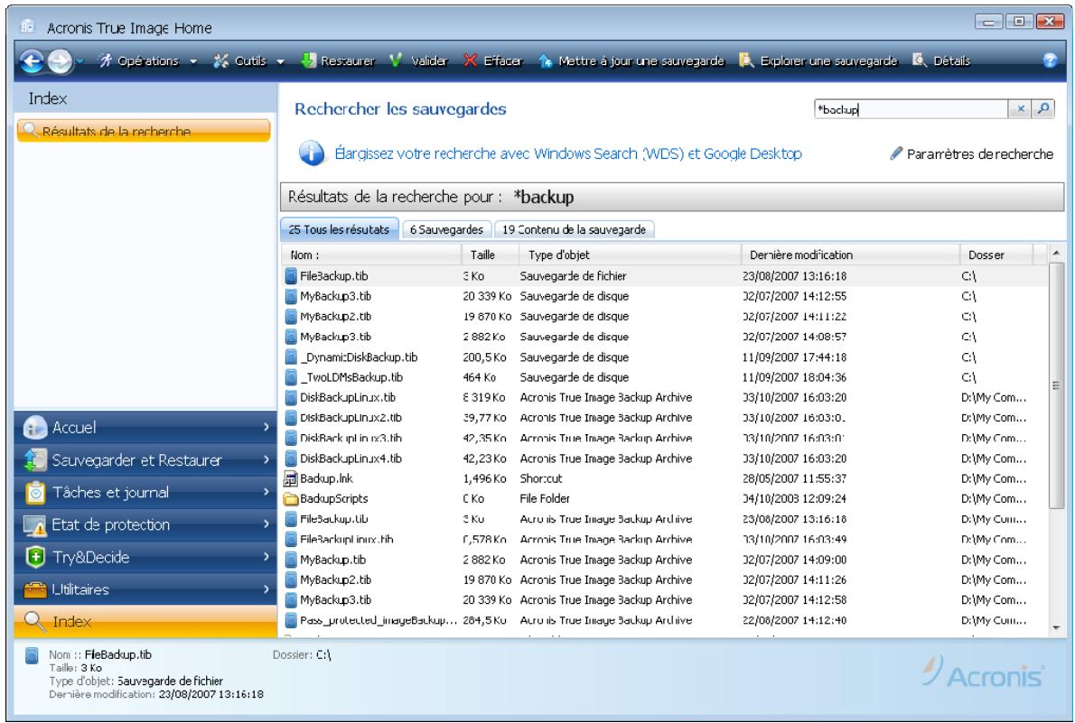 ACRONIS TRUE IMAGE HOME 2009 - Recherche - 1