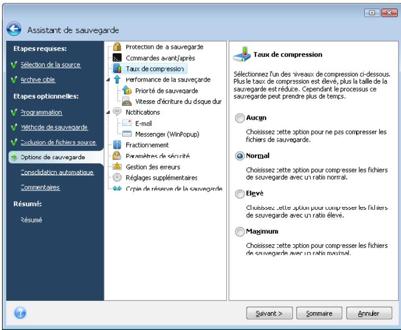 ACRONIS TRUE IMAGE HOME 2009 - Sélection des options de sauvegarde - 1