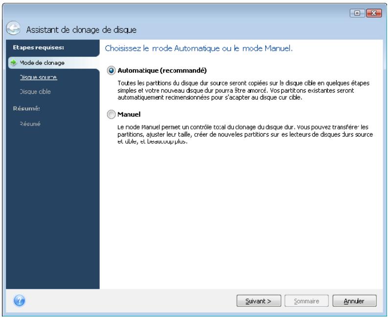 ACRONIS TRUE IMAGE HOME 2009 - Sélection du mode de clonage - 1