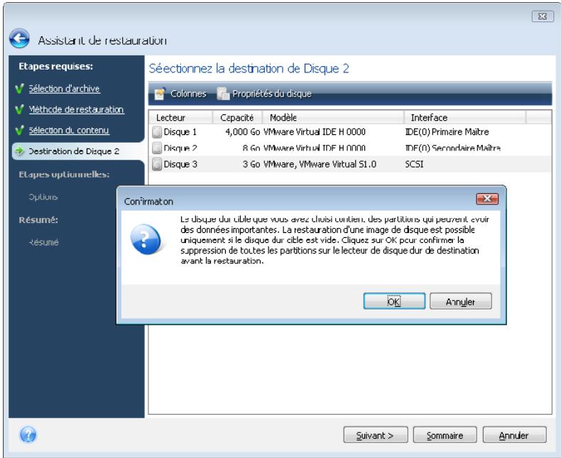 ACRONIS TRUE IMAGE HOME 2009 - Sélection d'un disque/partition cible - 2