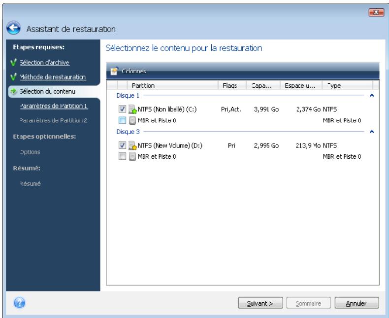 ACRONIS TRUE IMAGE HOME 2009 - Sélection de disque/partition à restaurer - 1