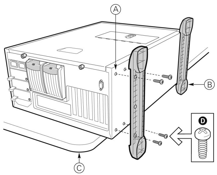 MAXDATA P5200 CASE - Installation des pieds du chassis (mode vertical) - 1