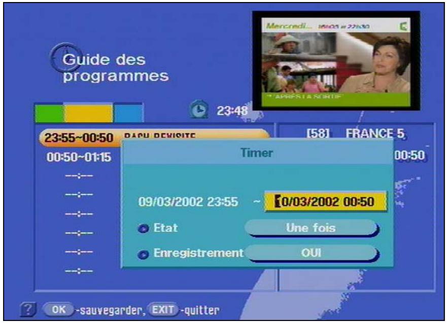 KATHREIN DVR UFD 554 - Programmation de la minuterie EPG - 1