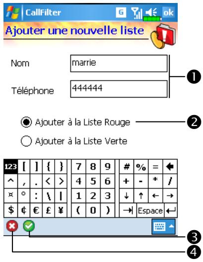 E-TEN M600 PLUS - Tapotecz sur, Programmes, Phone puis sur Call Filter. - 3
