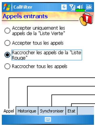 E-TEN G500 - Tapotecz sur, Programmes, Phone puis sur Call Filter. - 4