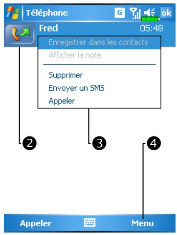 E-TEN M600+ - Appeler depuis l'histoire des appels - 5