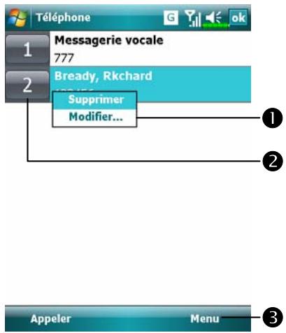 E-TEN M700 - Appeler depuis la numérotation rapide - 1