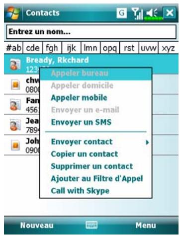 E-TEN X800 - Appeler depuis Contacts - 1