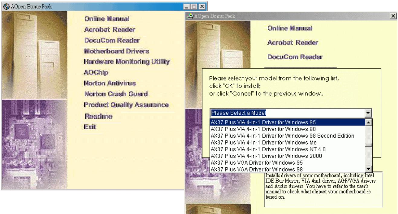 AOPEN AX37PRO - Autorun Menu du disque Bonus CD - 1