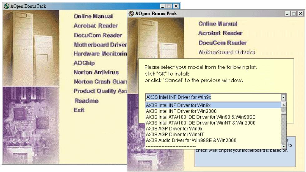 AOPEN AX3S - Menu exécuté automatiquement du CD de bonus - 1
