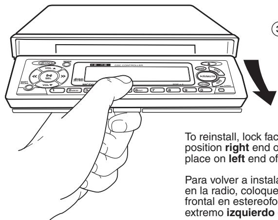 JENSEN VOYAGER MCD5112 - Slide-Down Detachable Faceplate / Placa Frontal Desmontable y Reversible / Panneau avant pivotant et a movable - 5