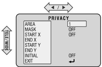 ENEO VKC-1335 - Menu principal - PRIVACY (protection de la vie privée) - 1