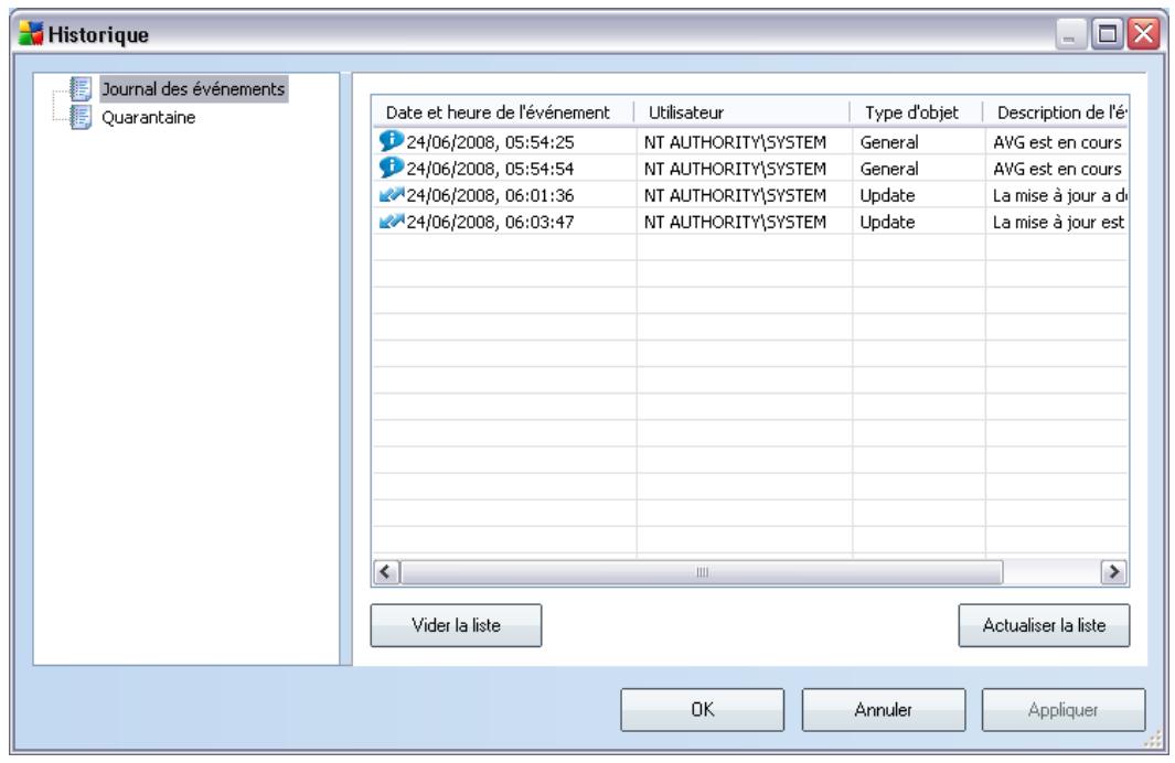 AVG 8.5 ANTI-VIRUS - Journal des événements - 1