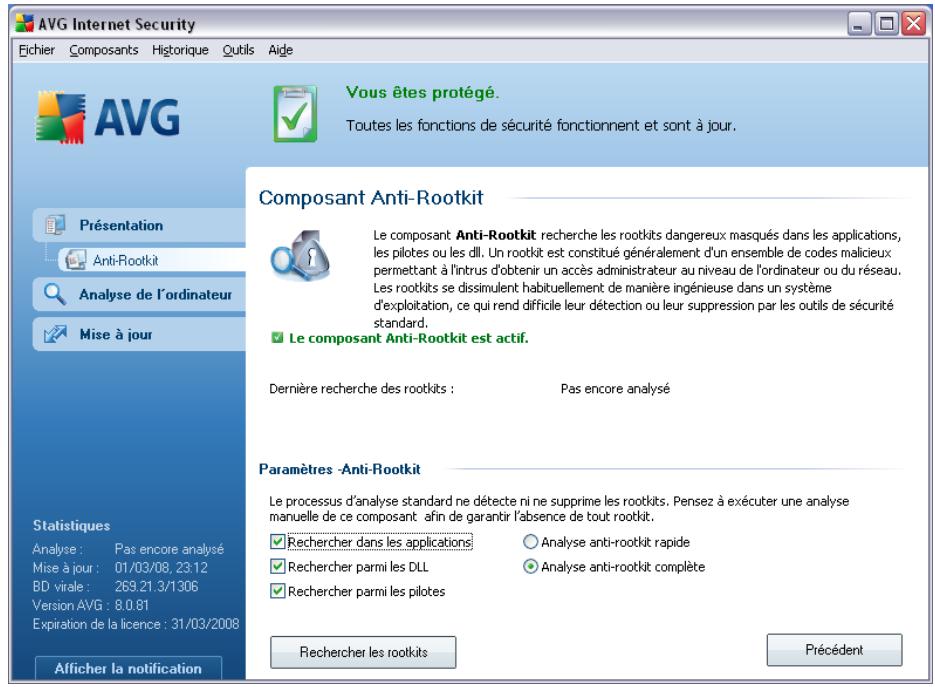 AVG 8.5 ANTI-VIRUS PLUS PARE-FEU - Interface de l'anti-rootkit - 1