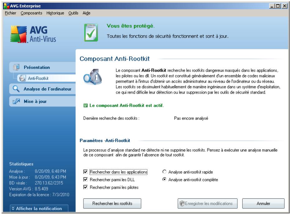 AVG 8.5 FILE SERVER EDITION - Interface de l'Anti-Rootkit - 1