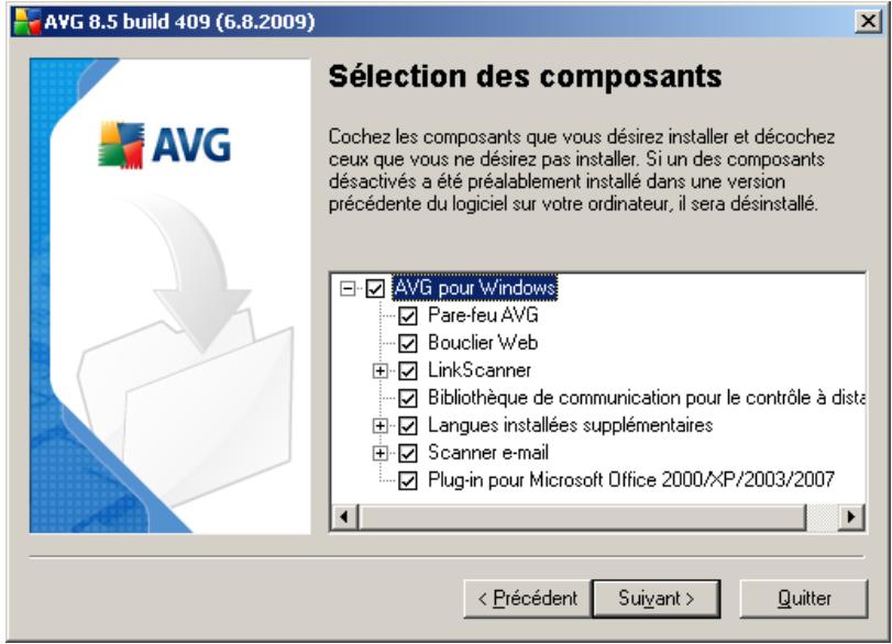 AVG 8.5 FILE SERVER EDITION - Installation personnalisée - Sélection des composants - 1