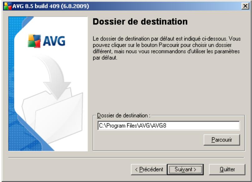 AVG 8.5 FILE SERVER EDITION - Installation personnalisée - Dossier de destination - 1
