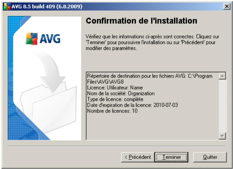AVG 8.5 FILE SERVER EDITION - Résumé de l'installation - 1