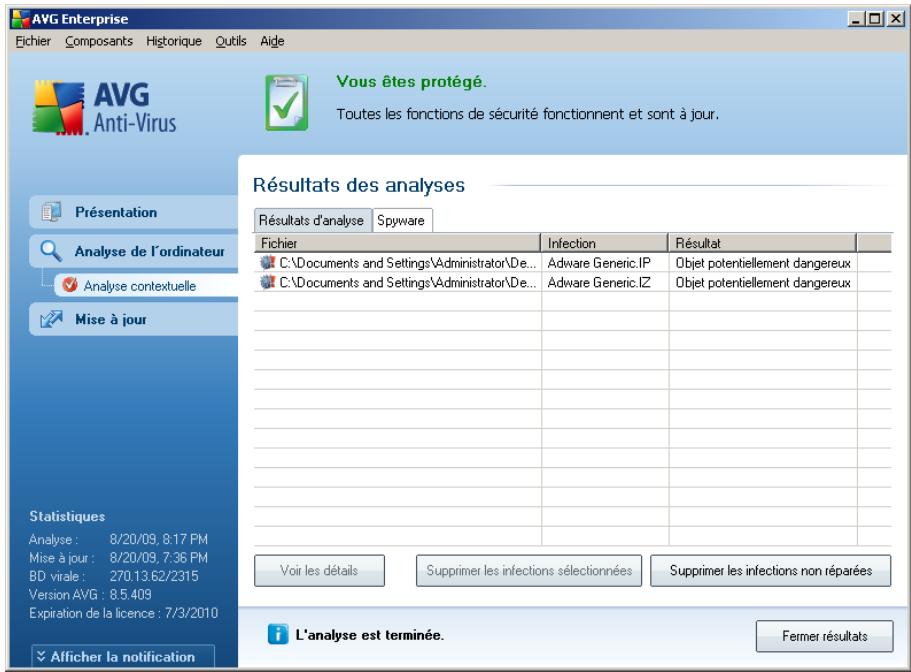 AVG 8.5 FILE SERVER EDITION - Onglet Spywares - 1