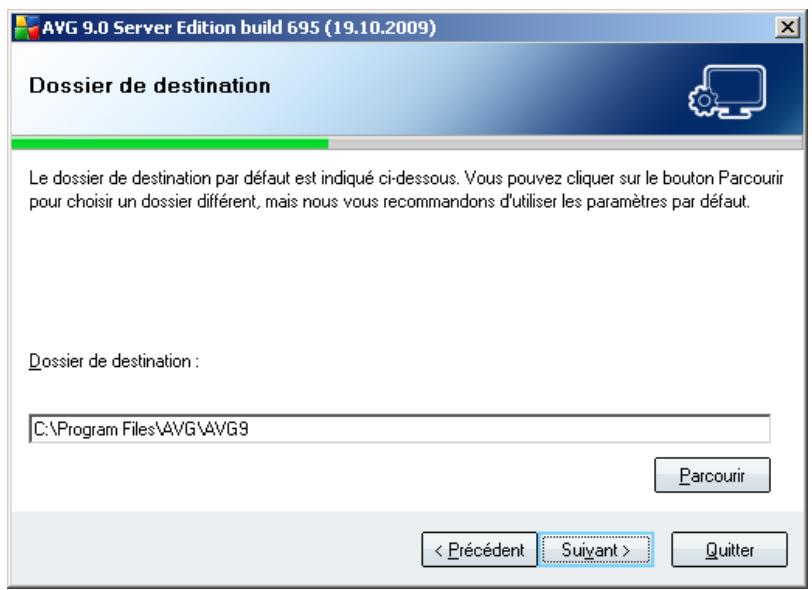 AVG EDITION SERVEUR DE MAIL 9.0 - Installation personalisée - dossier de destination - 1